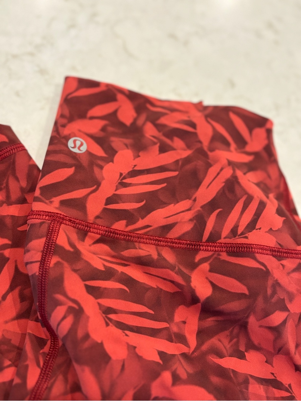 lululemon athletica Red Leaf-Print Leggings size 6 like new